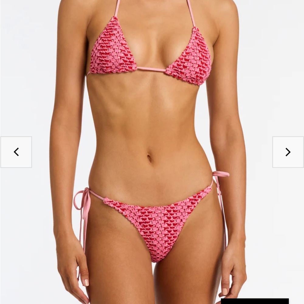 triangl swimwear Pink Crochet Tie-Side Triangle Bikini Set